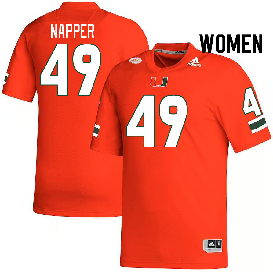 Women #49 Mason Napper Miami Hurricanes College Football Jerseys Stitched-Orange